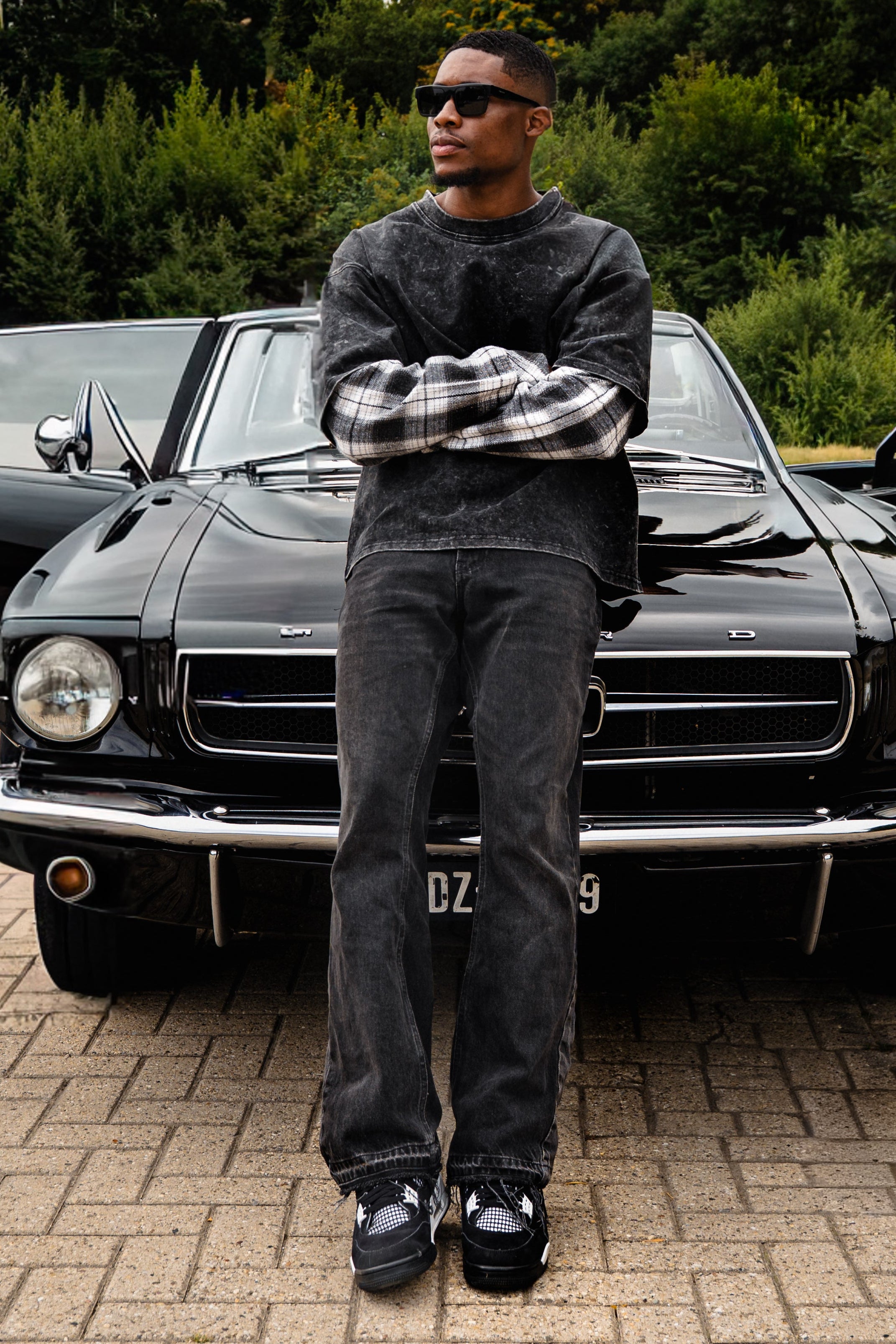 Double layered Tee Washed Grey