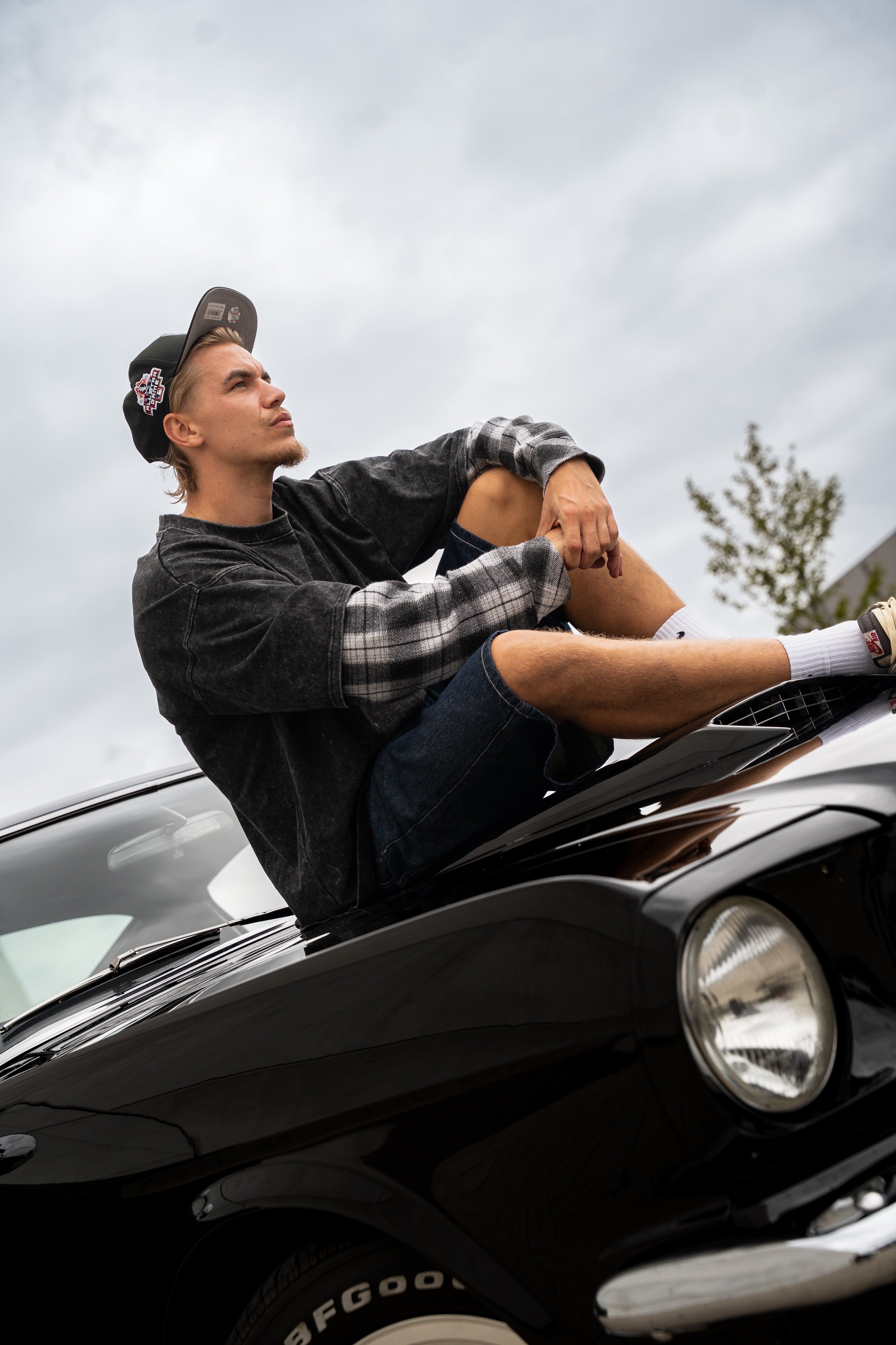 Double layered Tee Washed Grey