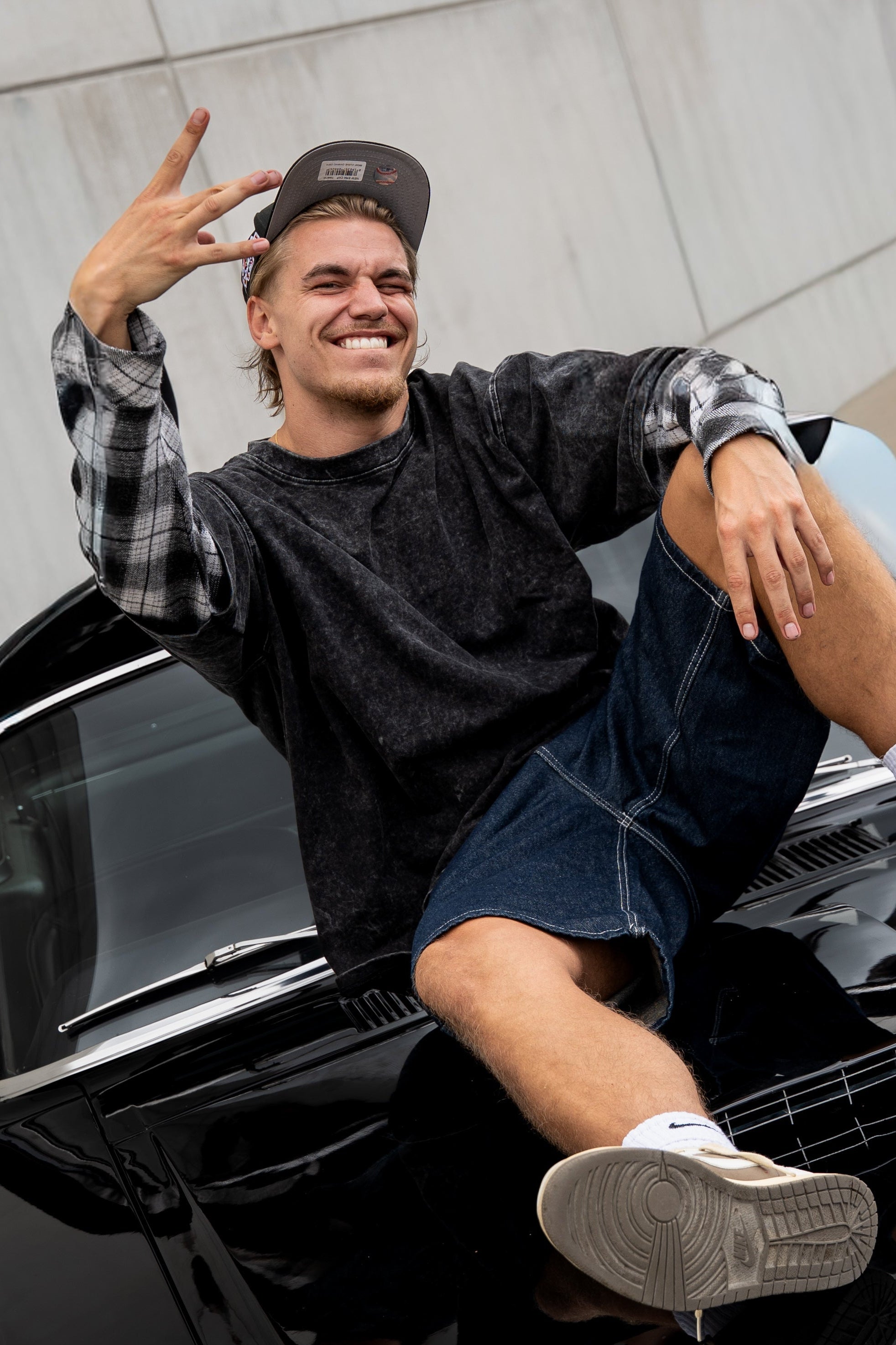 Double layered Tee Washed Grey